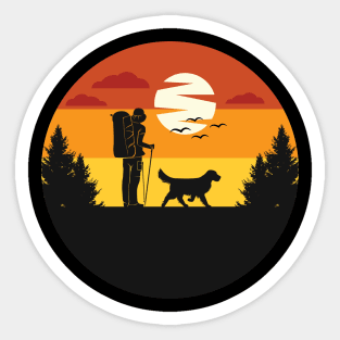 Vintage Dog Owner - Hiking With Dog Sticker